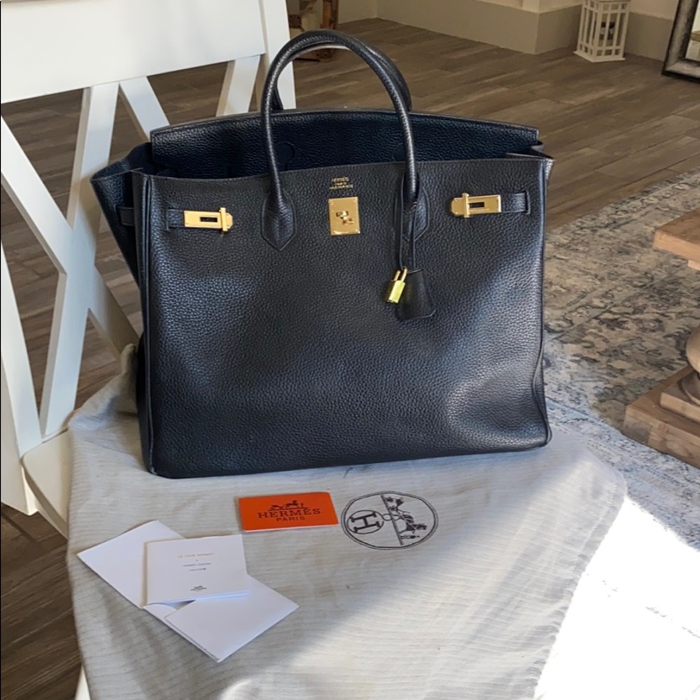 Beautiful Black Real Leather Tote Bag